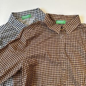 United Colors Of Benetton Shirt Lot Of 2 Bundle Herringbone Blouse Women’s M